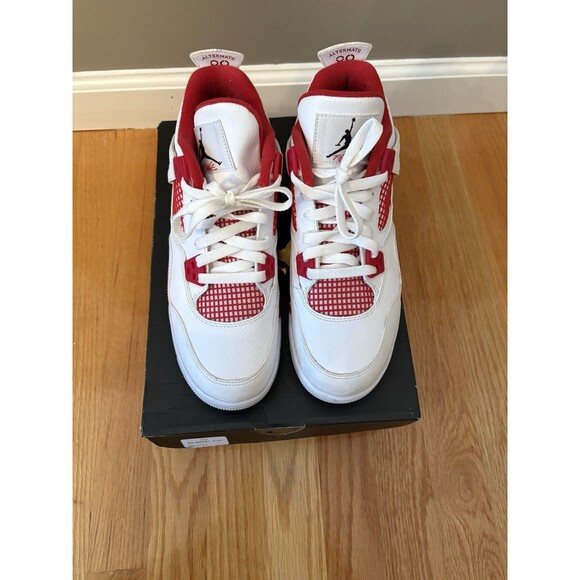 NIKE AIR JORDAN IV 4 RETRO BG ALTERNATE 89 WHITE BLACK RED GS SIZE 7Y 408452-106 - Picture 1 of 9